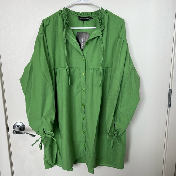 PLT - Oversized Poplin Frill Collar Shirt Dress - Size 6 - Picture 6 of 11